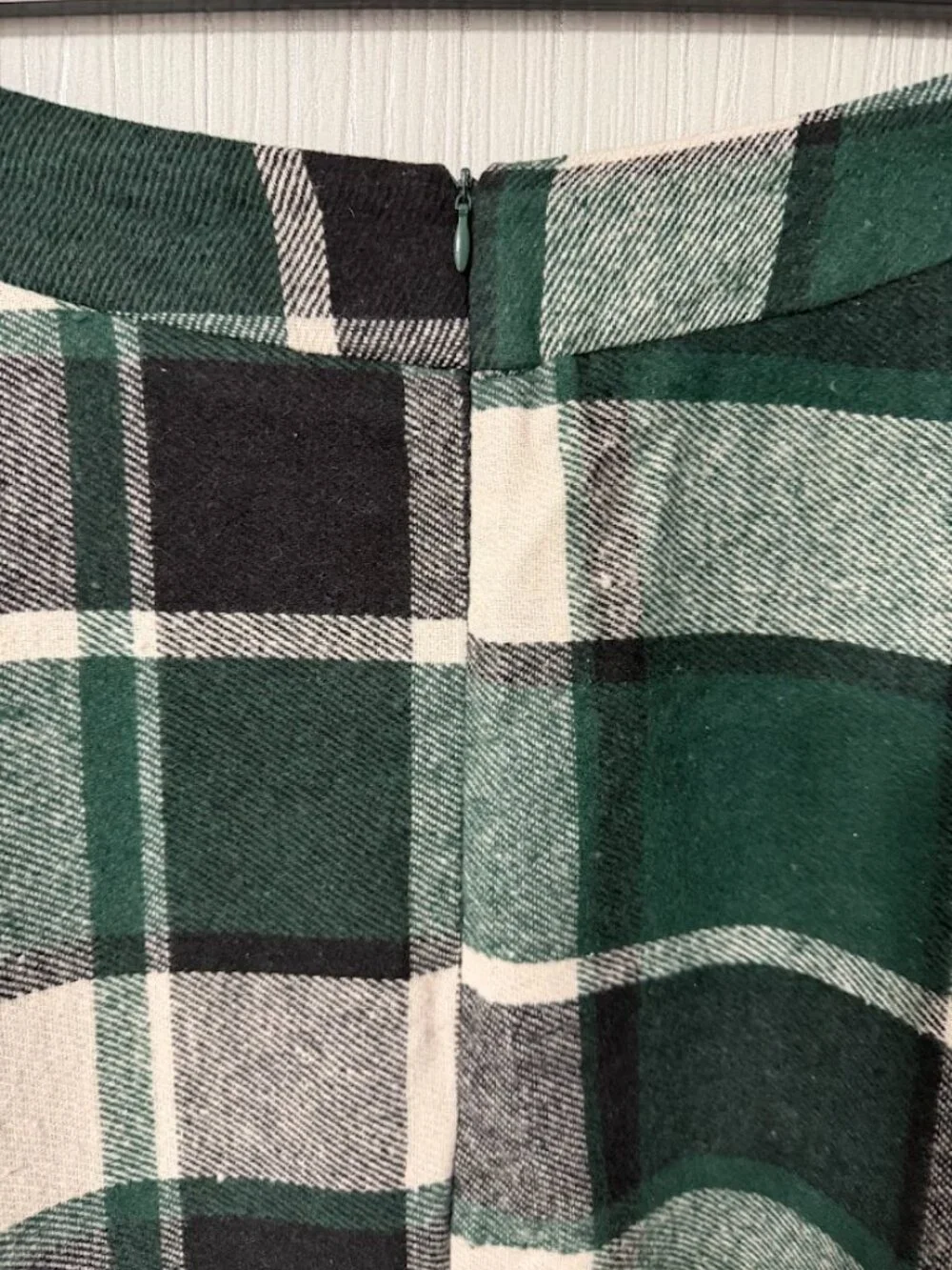 Green Black Plaid Maxi Skirt A-Line Flare Pockets
